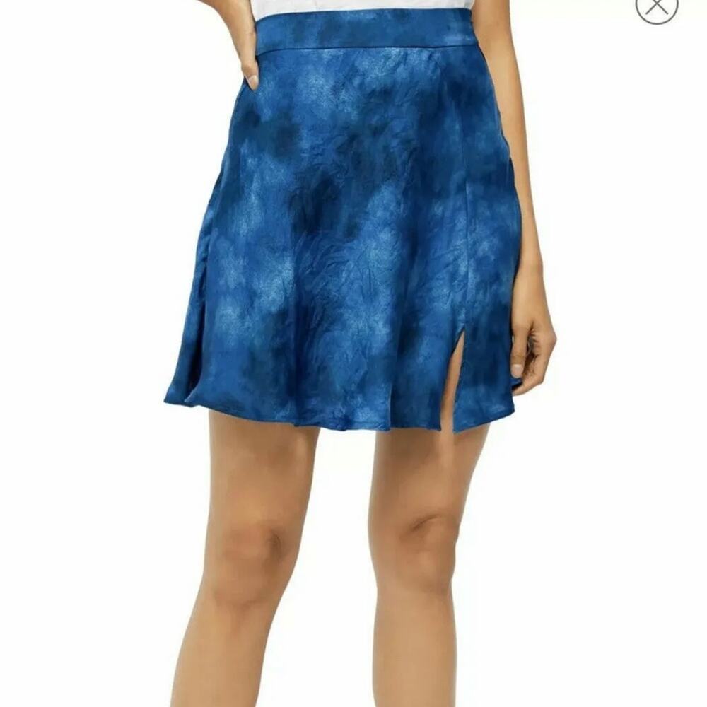 Free People Blue Martine Skirt Mini Hippie Boho Artsy Watercolor Indie Festival